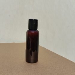 50ML AMBER ROUND BOTTLE WITH BLACK CAP