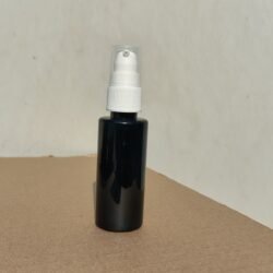 50ML BLACK CYLINDER BOTTLE WITH WHITE PUMP