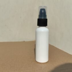 50ML WHITE ROUND BOTTLE WITH BLACK PUMP