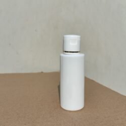 50ML WHITE CYLINDER BOTTLE WITH WHITE+GOLD RING CAP