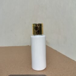 50ML WHITE CYLINDER BOTTLE WITH GOLD METALISED CAP