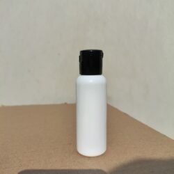 50ML WHITE ROUND BOTTLE WITH BLACK CAP