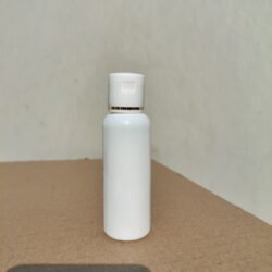 50ML WHITE ROUND BOTTLE WITH WHITE+GOLD RING CAP