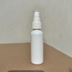 50ML WHITE ROUND BOTTLE WITH WHITE PUMP