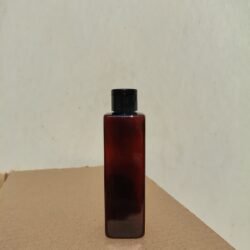 200ML AMBER  SQUARE BOTTLE WITH BLACK CAP