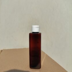 200ML AMBER  SQUARE BOTTLE WITH WHITE CAP