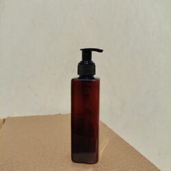 200ML AMBER  SQUARE BOTTLE WITH BLACK DISPENSER