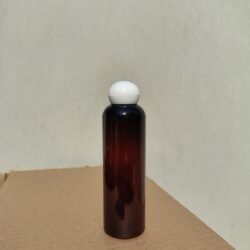 200ML AMBER  ROUND BOTTLE WITH WHITE DOOM CAP