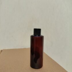 200ML AMBER  CYLINDER BOTTLE WITH BLACK CAP