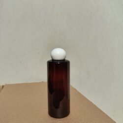200ML AMBER  CYLINDER BOTTLE WITH WHITE DOOM CAP