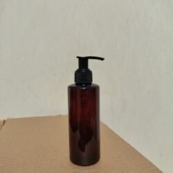 200ML AMBER  CYLINDER BOTTLE WITH BLACK DISPENSER