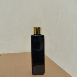 200ML BLACK SQUARE BOTTLE WITH GOLD METALISEDIZED CAP