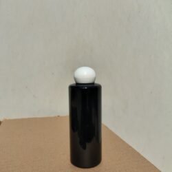 200ML BLACK CYLINDER BOTTLE WITH WHITE DOOM CAP