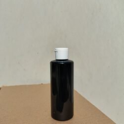 200ML BLACK CYLINDER BOTTLE WITH WHITE CAP