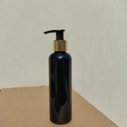 200ML BLACK ROUND BOTTLE WITH BLACK+GOLD SLEEVE DISPENSER