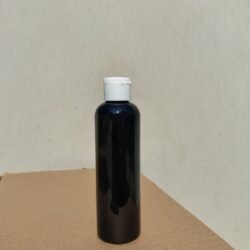 200ML BLACK ROUND BOTTLE WITH WHITE CAP