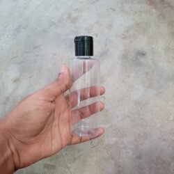 100ML CLEAR CYLINDER BOTTLE WITH BLACK CAP
