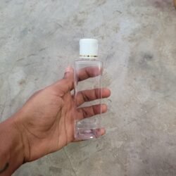 100ML CLEAR SQUARE BOTTLE WITH WHITE+GOLD RING CAP