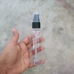 100ML CLEAR CYLINDER BOTTLE WITH BLACK PUMP