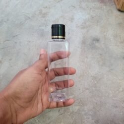 100ML CLEAR SQUARE BOTTLE WITH BLACK+GOLD RING CAP