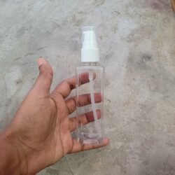 100ML CLEAR  SQUARE BOTTLE WITH WHITE PUMP