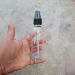 100ML CLEAR ROUND BOTTLE WITH BLACK PUMP