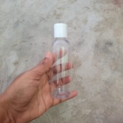 100ML CLEAR ROUND BOTTLE WITH WHITE CAP