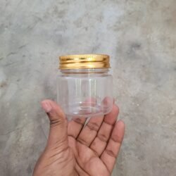 100ML CLEAR PET JAR WITH GOLD ALUMINIUM CAP