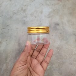 50ML CLEAR PET JAR WITH GOLD ALUMINIUM CAP