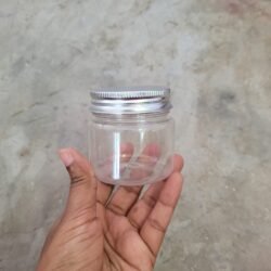 100ML CLEAR PET JAR WITH SILVER ALUMINIUM CAP